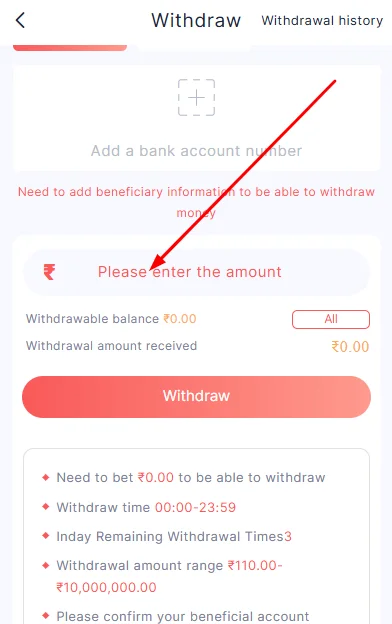 Put the amount to withdraw